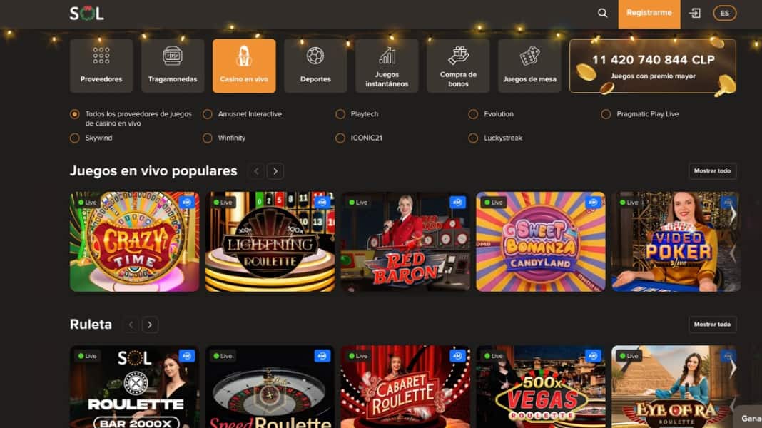 Sol casino mesas en vivo