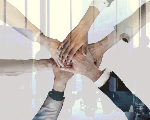 Teamwork and partnership corporate business concept Teamwork and partnership corporate business concept